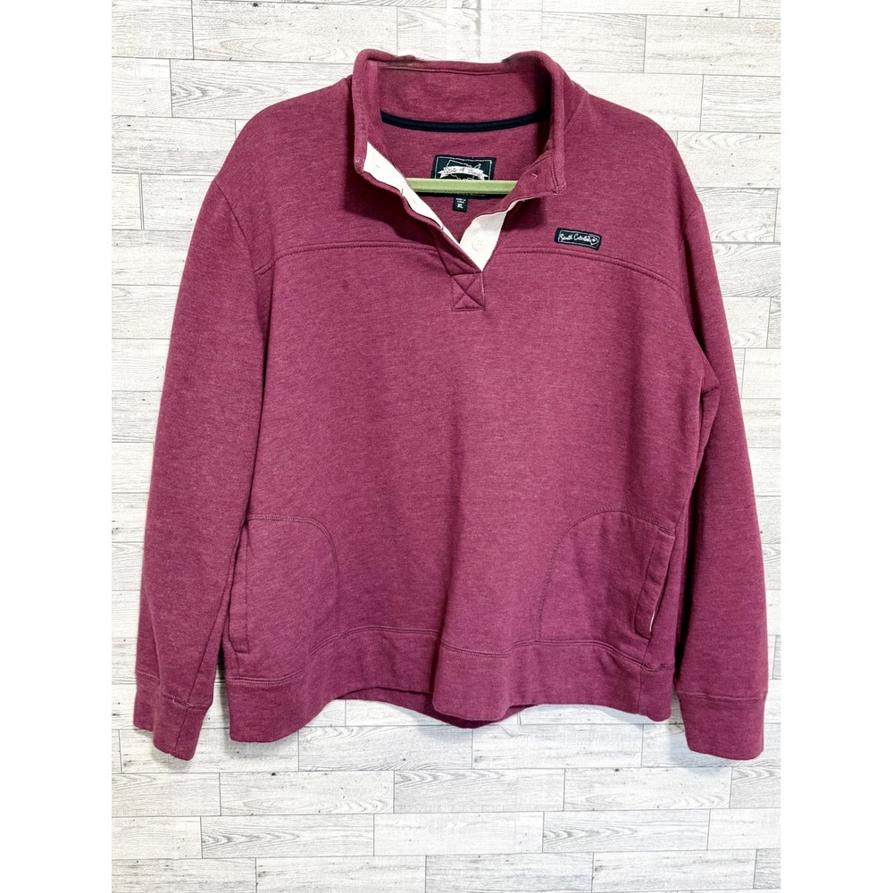 State of Mine Women So Carolina Pullover Maroon Pockets‎ Quarter Button Plus XL